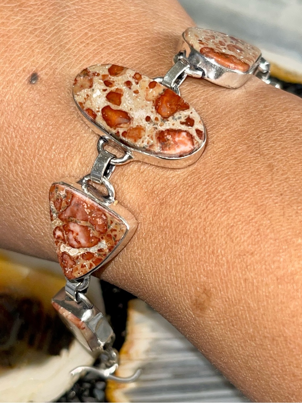 Bird’s Eye Rhyolite Crystal Jasper Bracelet 6 1/2- 7 1/2”